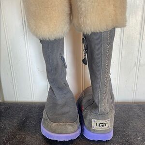 UGG kids Gray Boots with Purple Sole
